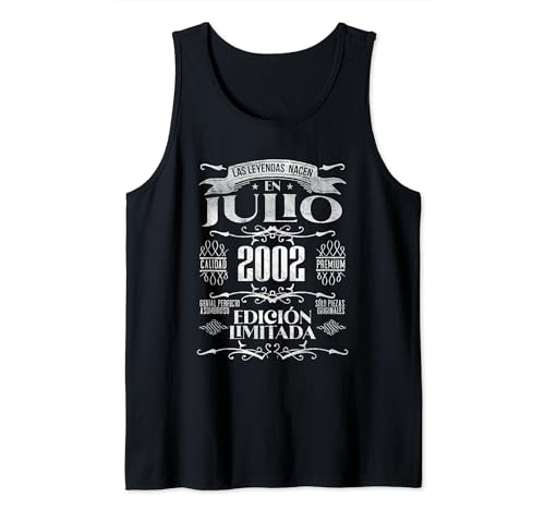 Las Leyendas nacen en Julio de 2002 - 22 Años Cumpleaños Camiseta sin Mangas