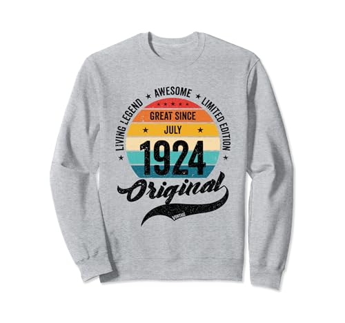 Julio 1924 Cumpleaños Retro Años Vintage Bday Clásico Sudadera