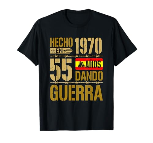 Hecho en 1970 Cumpleaños 55 Años Bandera España Hombre Camiseta
