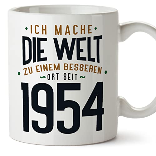 MUGFFINS Tazas 1954 Cumpleaños - En Alemán - Ich Mache Die Welt zu Einem Besseren - 11 oz / 330 ml...
