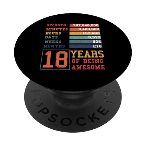 ¡18 Años! Regalo De Cumpleaños para El Cumpleaños Número 18 PopSockets PopGrip Adhesivo