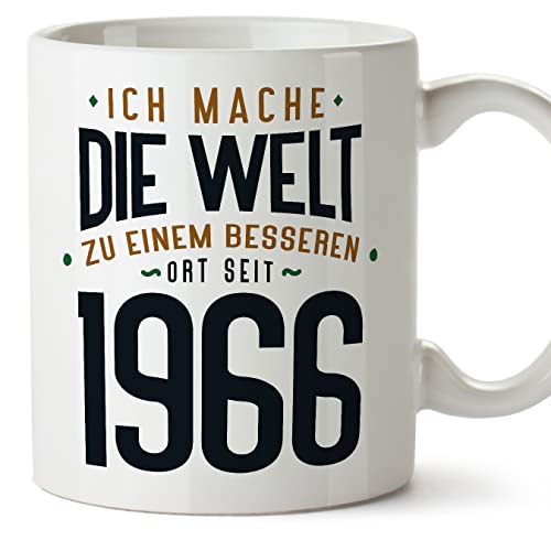 MUGFFINS Tazas 1966 Cumpleaños - En Alemán - Ich Mache Die Welt zu Einem Besseren - 11 oz / 330 ml...