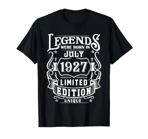 Cumpleaños Julio 1927 Edición Limitada Regalo Legend July Camiseta