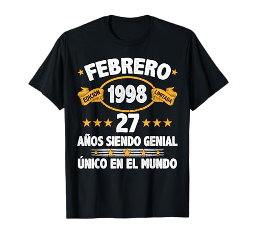 Febrero 1998 27 Años Hombre Cumpleaños Regalo Febrero 1998 Camiseta