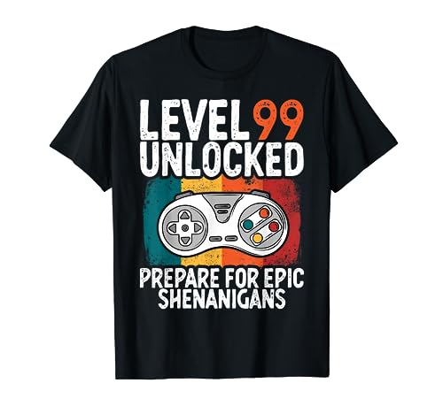 99 cumpleaños nivel 99 desbloqueado vintage divertido 99 cumpleaños Camiseta