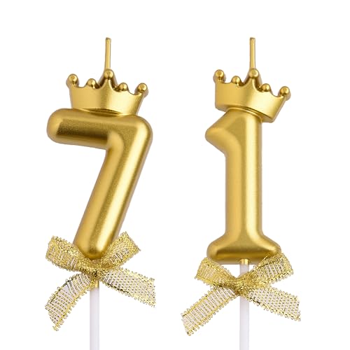 VSHILI Velas de cumpleaños número 71, velas de cumpleaños con números de 71 años, decoración...