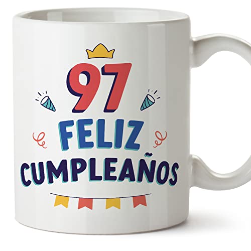 MUGFFINS Tazas 97 Cumpleaños - En Español - ¡Feliz Cumpleaños! - 11 oz / 330 ml - Regalo...