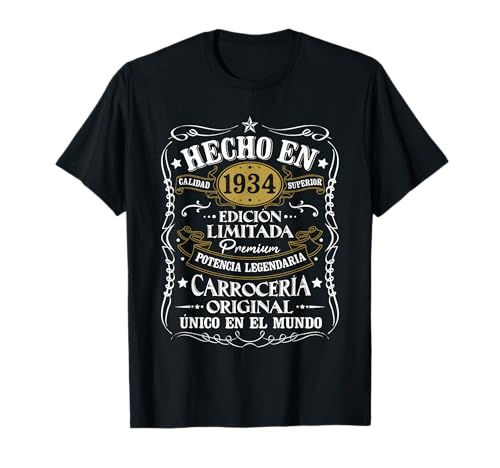 92 Cumpleaños 92 Años Hombre Hecho en 1934 Vintage Regalo Camiseta
