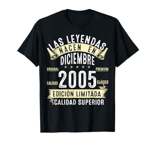 20 Años Cumpleaños Las Leyendas nacen en diciembre de 2005 Camiseta