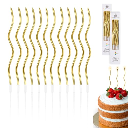 48 Velas Cumpleaños Originales de color DORADO | Vela de Cumpleaños Originales para Tarta Cupcakes...