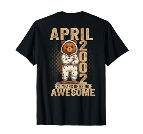 (En la Parte Trasera) 24 años de Marzo de 2002 Oso de Peluche 24 cumpleaños Camiseta