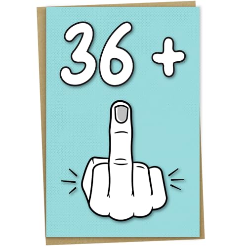 Mug Monster Tarjeta de 37 cumpleaños, 36 + 1, divertida tarjeta de cumpleaños para mujeres u...