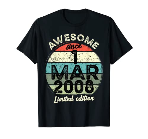 Camiseta de cumpleaños de 15 años, 1 de marzo de 2008, 15 cumpleaños Camiseta