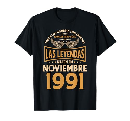 Cumpleaños Hombre Regalos Las Leyendas Noviembre 1991 Camiseta
