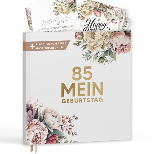 Libro de visitas para 85 cumpleaños con etiquetas de vino, libro de recuerdos vintage, regalo para...