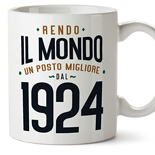 MUGFFINS Tazas 1924 Cumpleaños - En Italiano - Rendo il Mondo un Posto Migliore - 11 oz / 330 ml -...