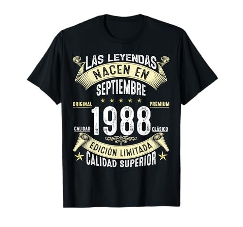 38 Años Cumpleaños Las Leyendas nacen en Septiembre de 1988 Camiseta