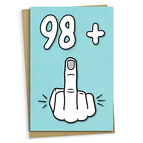 Tarjeta de 99 cumpleaños, 98 + 1, divertida tarjeta de cumpleaños para mujeres u hombres de 99 años