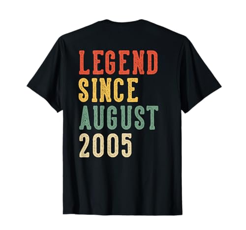 (En la Parte Posterior) Leyenda 21 de Agosto cumpleaños 2005 Mujeres 21 años Camiseta