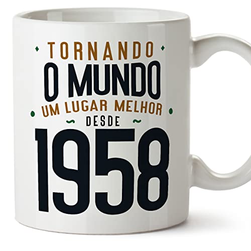 MUGFFINS Tazas 1958 Cumpleaños - En Portugués - Tornando o Mundo um Lugar Melhor - 11 oz / 330 ml...