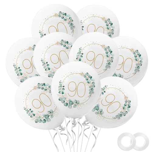 30 Piezas Globos de Decoración para 90 Cumpleaños Hombre y Mujer, Globos Blancos para 90...