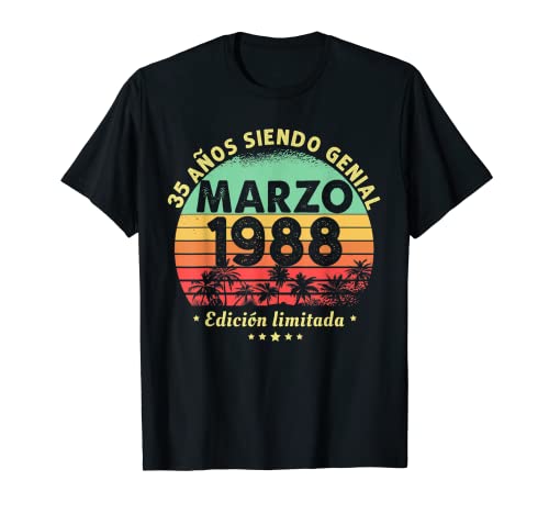 Hombre 35 Años Cumpleaños Regalo Hombre Marzo 1988 Marzo 35 Años Camiseta