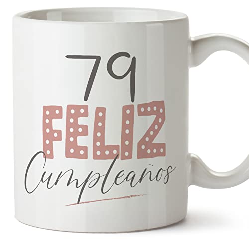 MUGFFINS Tazas 79 Cumpleaños - En Español - ¡Feliz Cumpleaños! Rosa - 11 oz / 330 ml - Regalo...