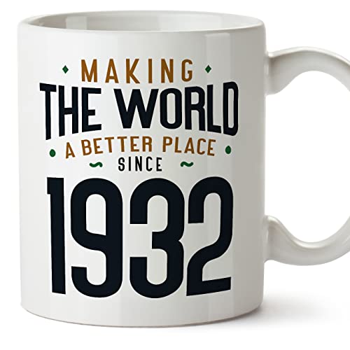 MUGFFINS Tazas 1932 Cumpleaños - En Inglés - Making the World a Better Place - 11 oz / 330 ml -...