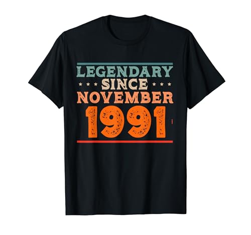 Legendario desde noviembre de 1991 retro vintage fiesta de cumpleaños Camiseta
