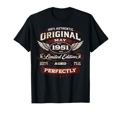 75 cumpleaños Hombre Mujer Regalo Mayo 1951 Camiseta