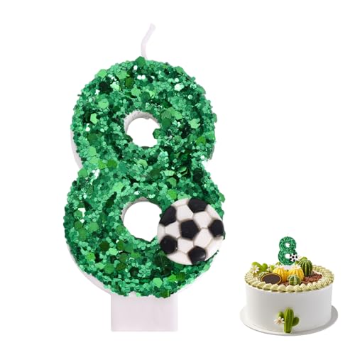 Vela Cumpleaños Número, Velas de Cumpleaños de Futbol, Vela Numero Tarta, Vela Brillante,...