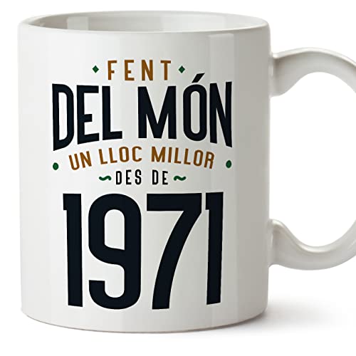 MUGFFINS Tazas 1971 Cumpleaños - En Catalán - Fent del Món un Lloc Millor - 11 oz / 330 ml -...