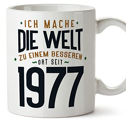 MUGFFINS Tazas 1977 Cumpleaños - En Alemán - Ich Mache Die Welt zu Einem Besseren - 11 oz / 330 ml...