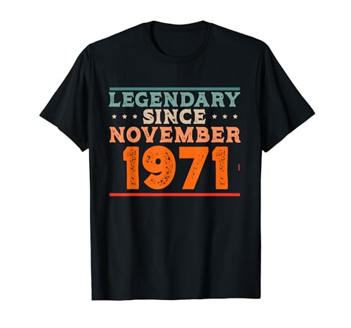 Legendario desde noviembre de 1971 retro vintage fiesta de cumpleaños Camiseta