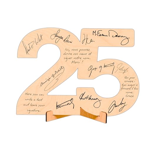 CUBIBOO ART Número de Madera Bodas de Plata 25 Aniversario con Soporte - Regalos 25 Aniversario de...
