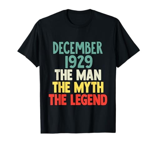 The Man Myth Legend 1929 Diciembre 93 Regalo de cumpleaños para 93 Camiseta