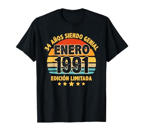 Enero 1991 34 Años Hombre Cumpleaños Regalo Enero 1991 Camiseta