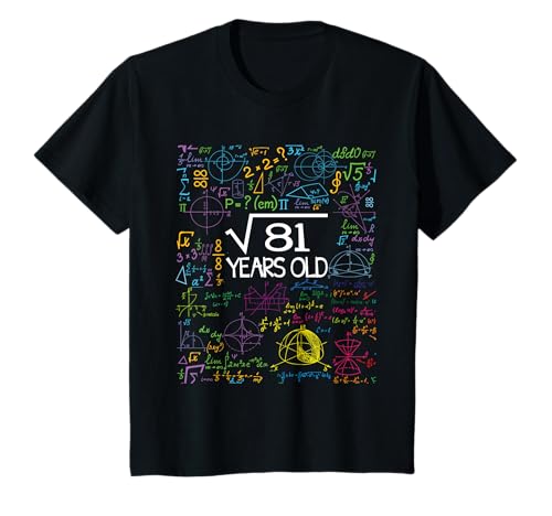 9º cumpleaños Raíz cuadrada de 81 = 9 años Matemáticas Camiseta