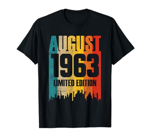 Agosto 1963 Años 60 Cumpleaños Edición Limitada Retro Camiseta