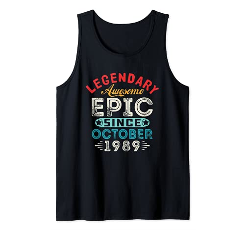 Octubre de 1989 - Regalos vintage de fiesta de cumpleaños para 30 años Camiseta sin Mangas