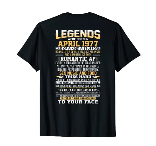 44 cumpleaños regalo camisetas Leyendas nacieron en abril de 1977 Camiseta