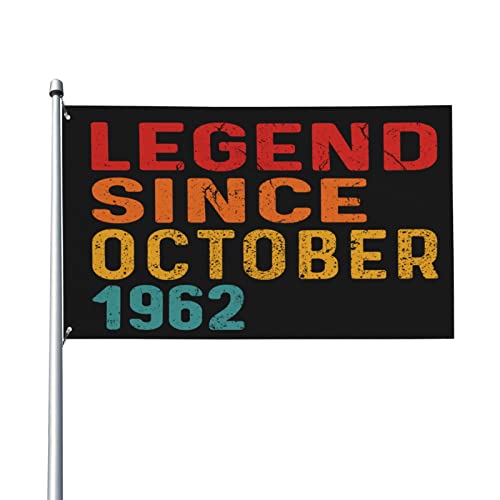 Bandera de regalo divertida Leyenda desde octubre de 1962 Bandera de 60 cumpleaños Bandera...