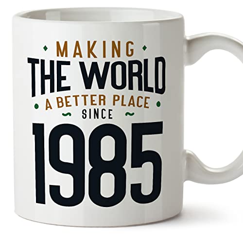 MUGFFINS Tazas 1985 Cumpleaños - En Inglés - Making the World a Better Place - 11 oz / 330 ml -...