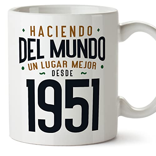 MUGFFINS Tazas 1951 Cumpleaños - En Español - Haciendo del Mundo un Lugar Mejor - 11 oz / 330 ml - Regalo original y divertido