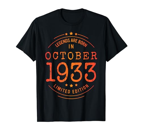 Cumpleaños Octubre 1933 Edición Limitada Regalo Used Vintage Camiseta