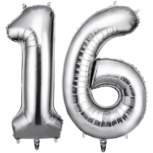 OFFCUP Globo Número 16 61 Plateado 40' (101cm), Grande Globos Foil, Globo Numeros Gigante, Inflar...