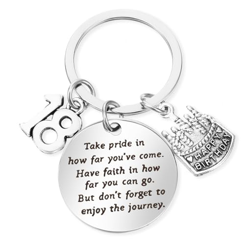 Tyqour Regalo de cumpleaños número 18 para niñas, llavero de feliz cumpleaños 18, regalos de...