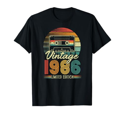 Original 1986 Cumpleaños Vintage Regalo Leyenda Camiseta Retro Hombre y Mujer 37 Años Multicolor...