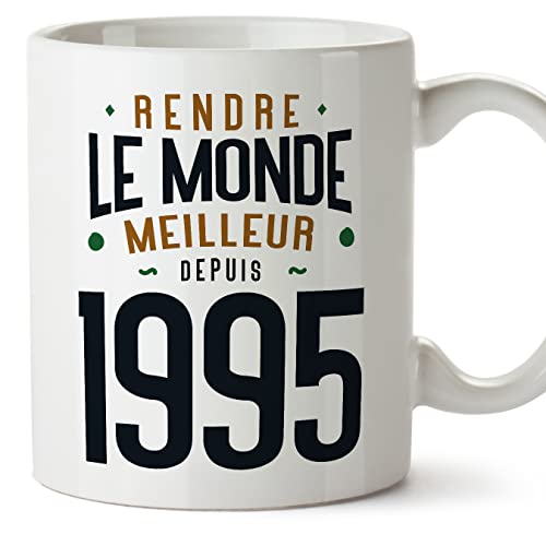 MUGFFINS Tazas 1995 Cumpleaños - En Francés - Rendre le Monde Meilleur - 11 oz / 330 ml - Regalo...