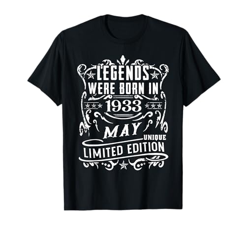 Cumpleaños Mayo 1933 Edición Limitada Regalo Legend May Camiseta